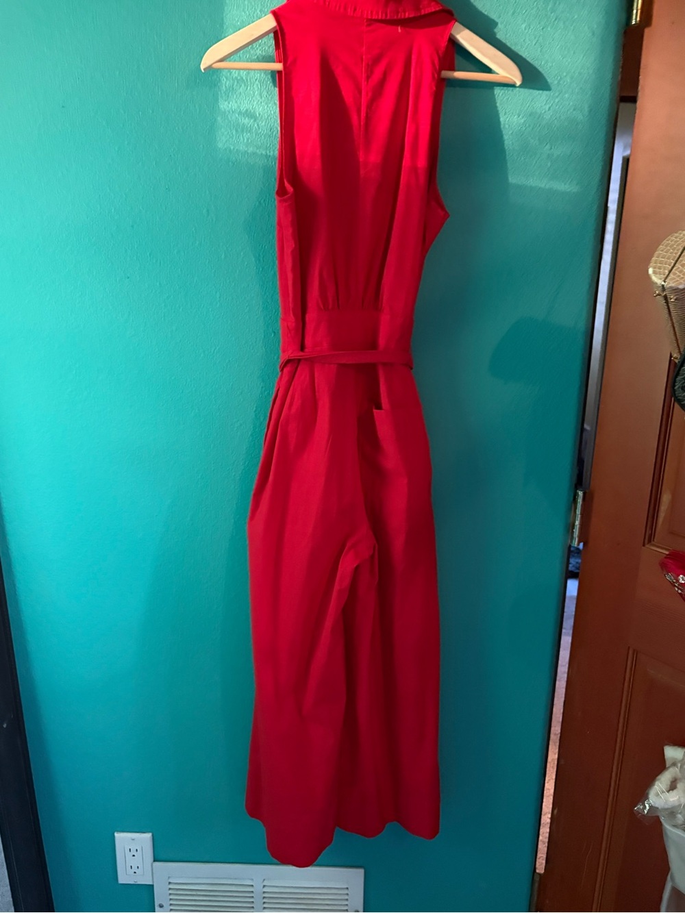 Maeve Anthropologie cropped halter red jumpsuit— magic fabric edition - Picture 6 of 11